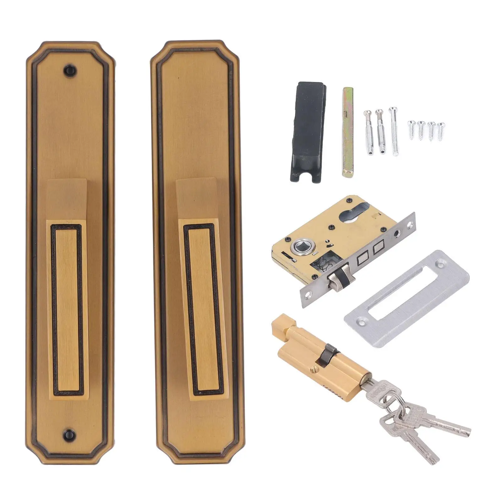 

Silent Door Handle Lock Set - Antioxidant Coating, Impact Resistant, with Keys for bedroom & Home Interior/Exterior Use