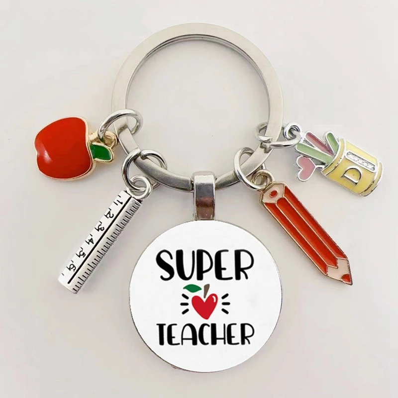 Teacher Love Inspire Print Teacher's Day Gift Keychain Best Teacher Gifts