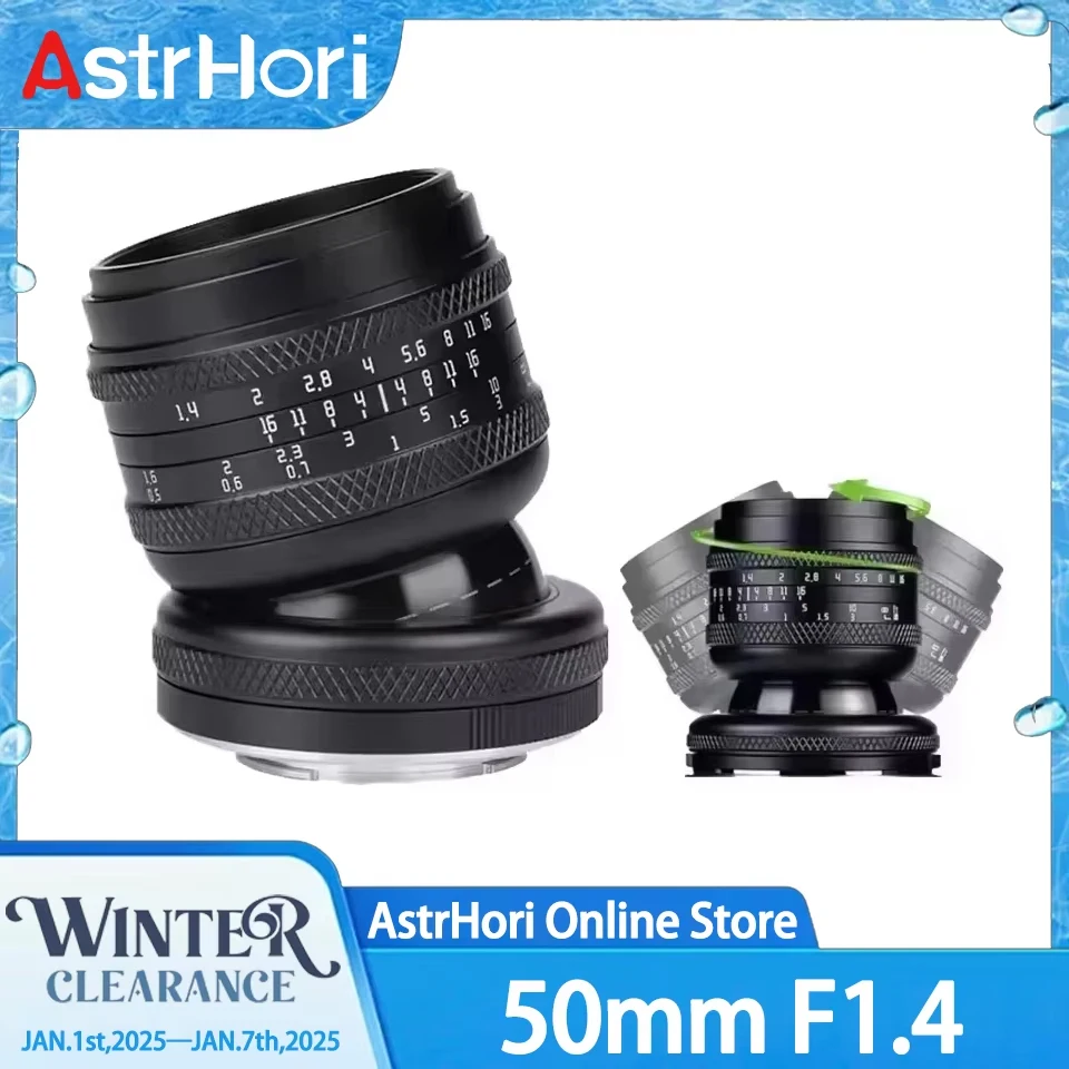 AstrHori Tilt 50mm F1.4 Full Frame Large Aperture MF Lens for Sony E Canon RF Nikon Z Fujifilm X M4/3 L-Mount