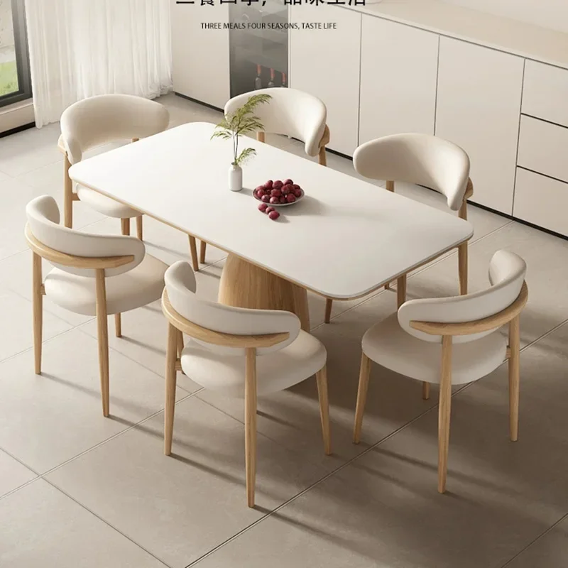 

Natural Wood Colored Rock Board Dining Table Cream Pure White Rectangular Household Table Muebles Para El Hogar Home Furniture