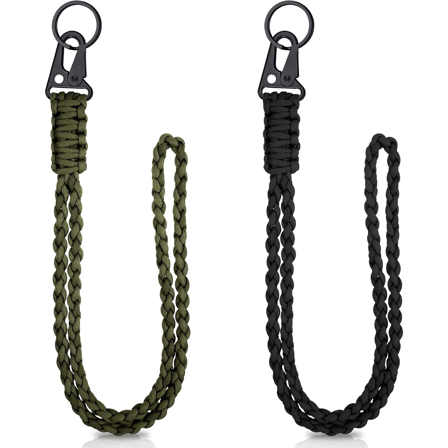Pesado trançado 550 paracord pescoço cordão chaveiro sobrevivência pára-quedas corda cordão colar hk clipe chaveiro ferramentas ao ar livre