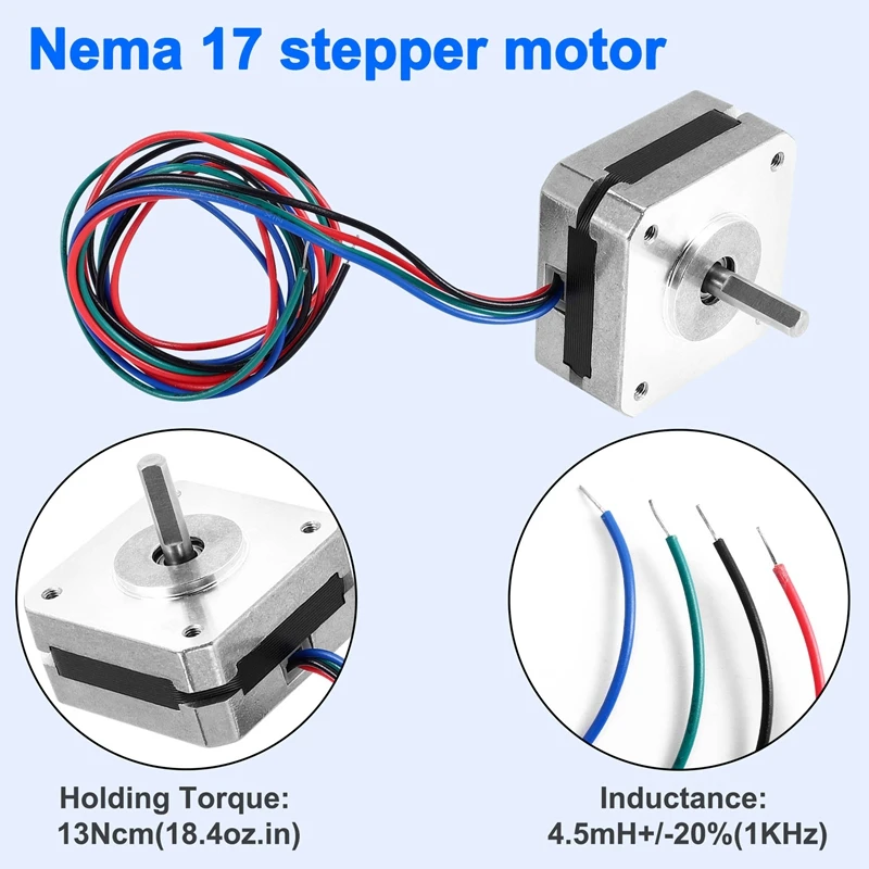 17Hs08-1004S 4-Lead Nema 17 Stepper Motor 20Mm 1A 13Ncm(18.4Oz.In) 42 Motor Nema17 Stepper For Diy 3D Printer Cnc Xyz