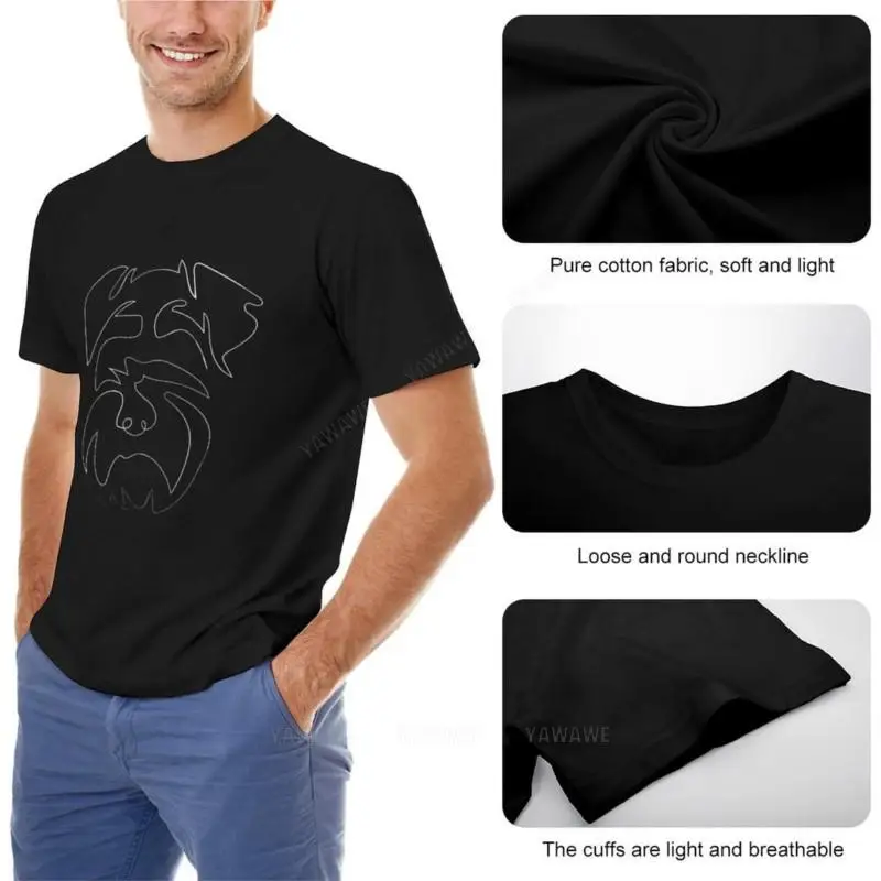 dog schnauzer minimal line drawing contour face portrait T-Shirt graphics t shirt Short sleeve T-shirts for men cotton