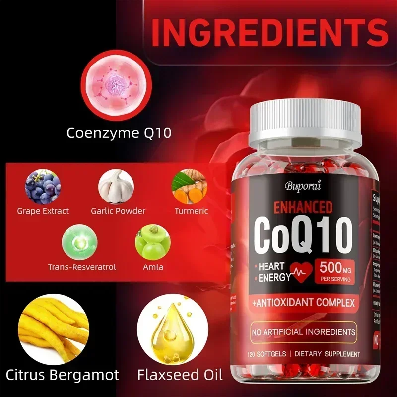 High Absorption CoQ10 Capsules - Antioxidant Support for Brain, Heart, & Energy Health