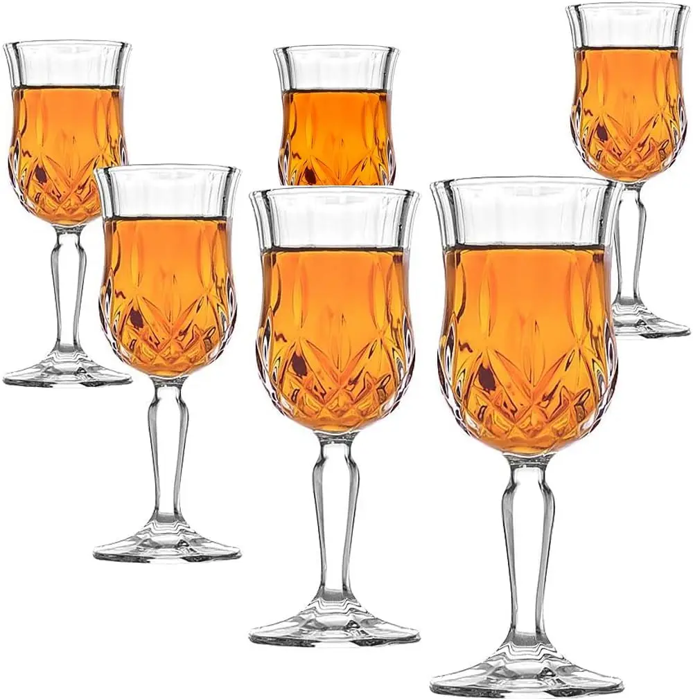 

5 oz Cordial Glasses 6 Pcs Set Amlong Crystal Lead Free Liqueur Glass for Sherry Brandy After Dinner Drinkware Gift