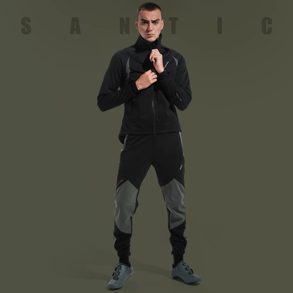 Santic Men\'s Winter Sports Cycling Pants Outdoor Cycling Pants Windproof Leisure Warm Cycling Pants WM0C04120