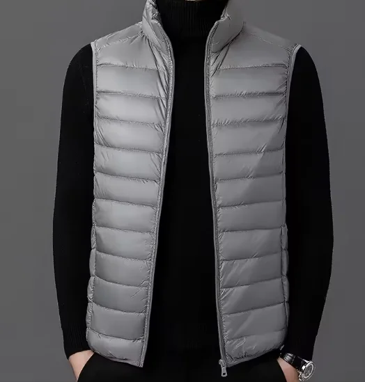 Autumn Men's Winter Lightweight Vest Sleeveless Zipper Jacket Stand Collar Warm Padded Casual Outdoor Travel Windproof Waistcoa