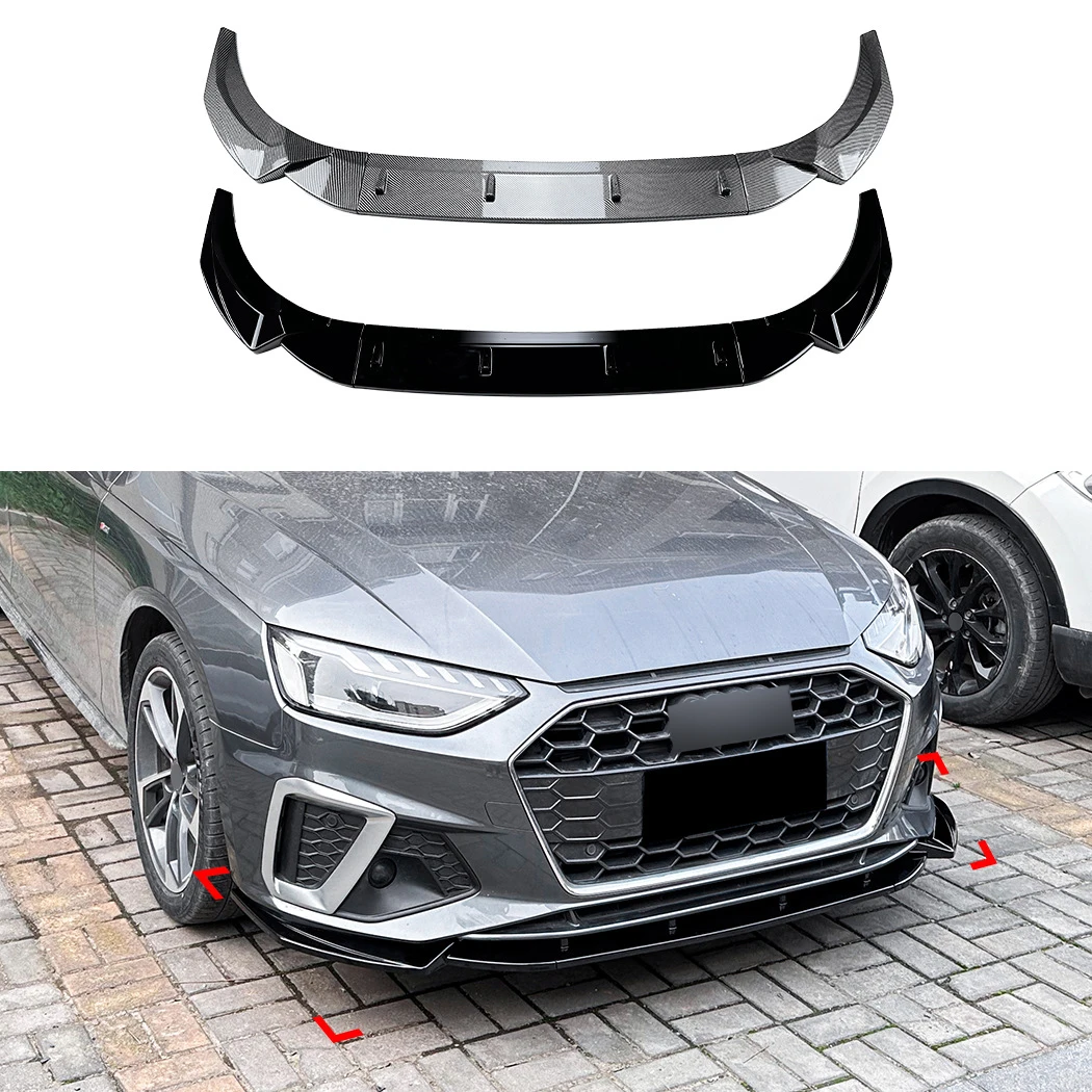 

Gloss Black Front Lower Bumper Spoiler Lip Splitter For Audi A4 S4 B9.5 Sline 2020-2024 Front Bumper Lip Diffuser Spoiler