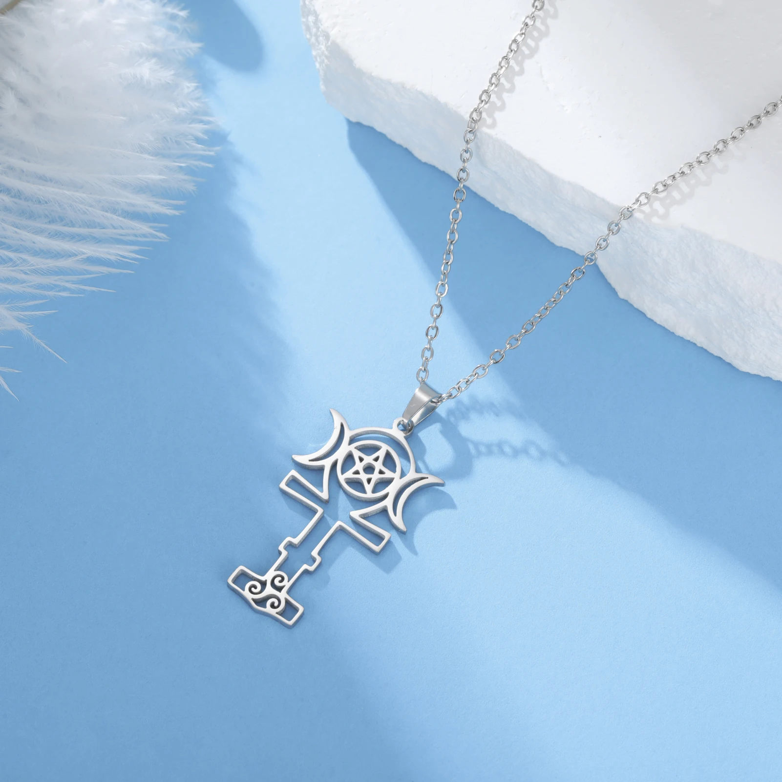 

Amaxer The Greek Goddess of The Moon Pendant Necklace for Women Girls Stainless Steel Jewelry Amulet Friend Gift