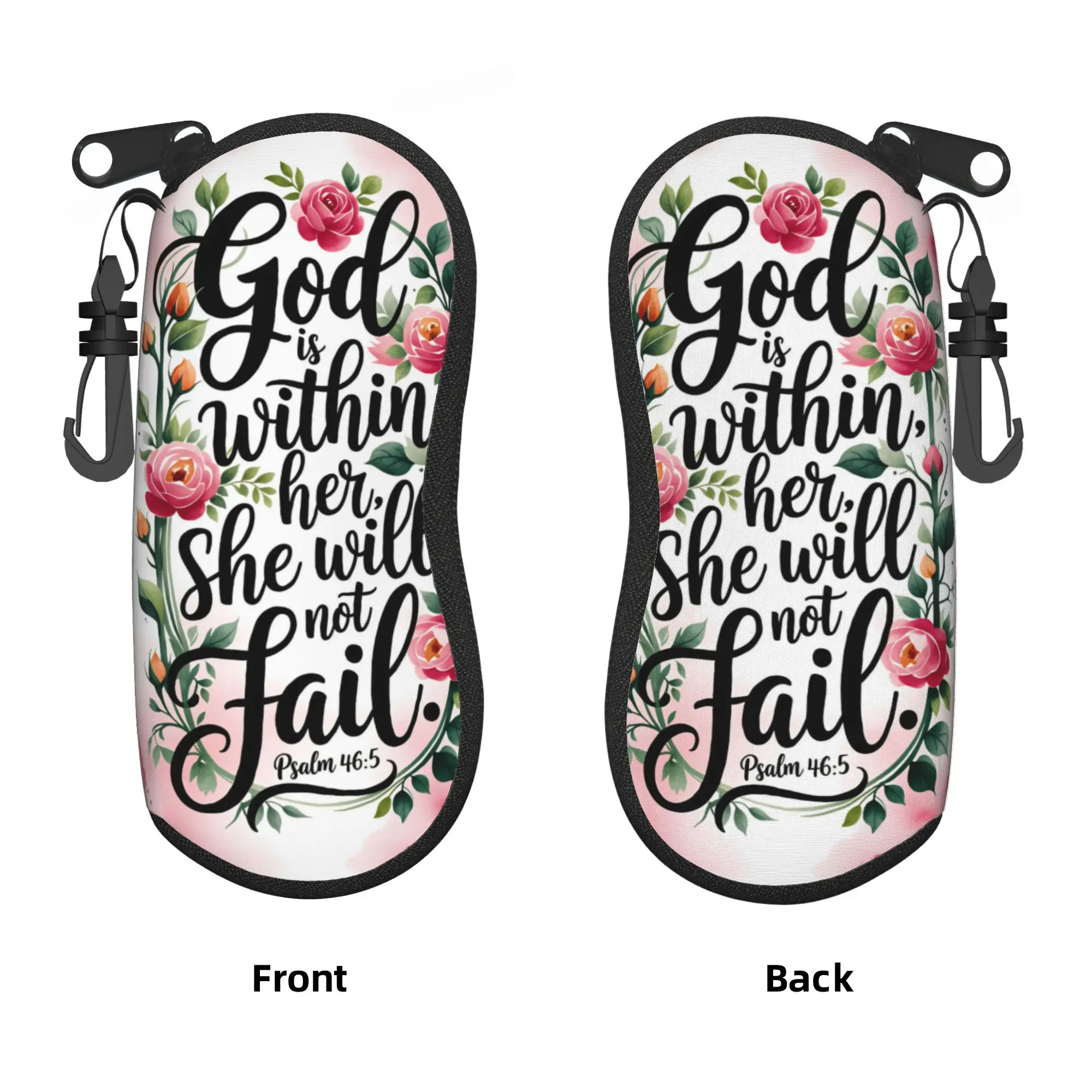 God is within in her She will not fall Glasses Case Cover Sunglasses Case Travel Retro Eyewear Storage Custom Unisex Glasses Box
