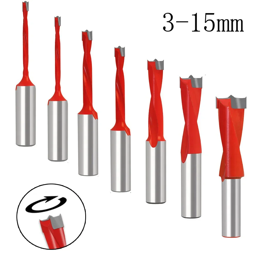 1PC Woodworking Row Drill Bits 2 Flute 3/4/4.5/6/15mm Alloy Hole Opener 70mm Total Length Router Drill Bit For Wood Carbide Row