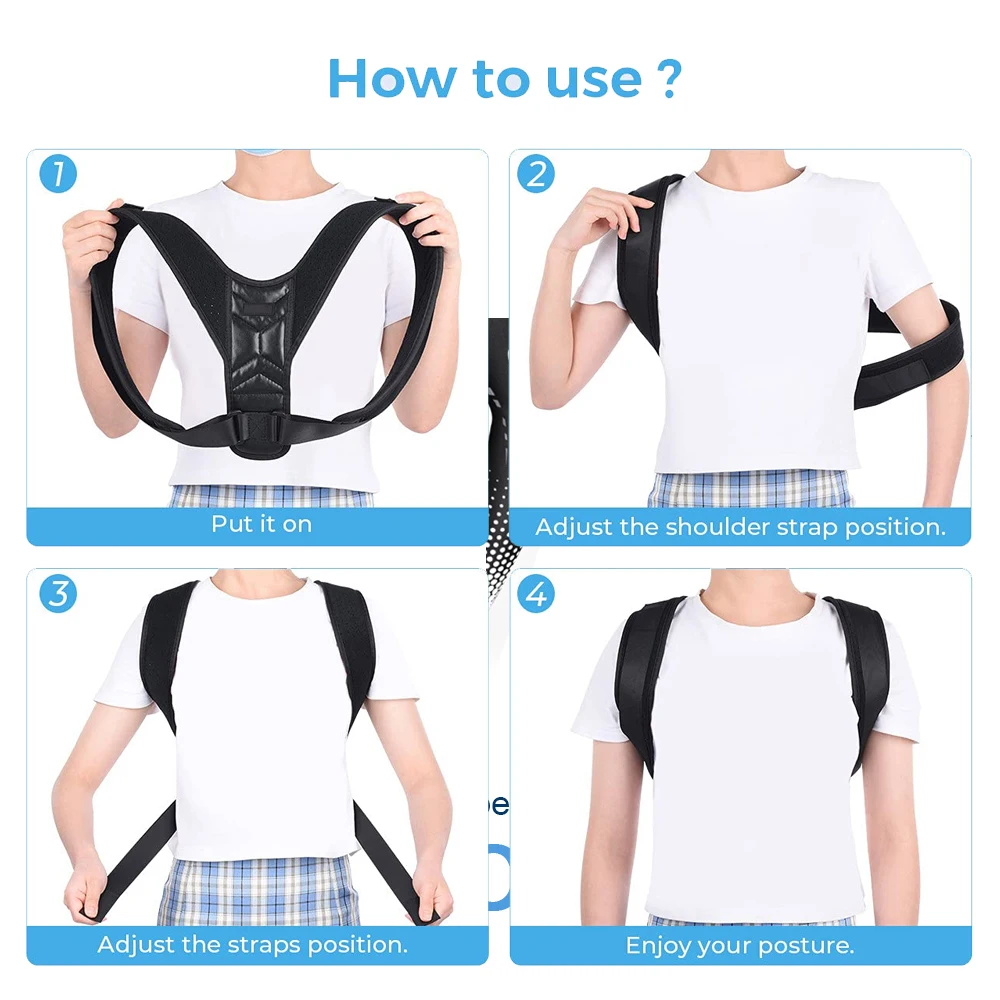 Adjustable Back Shoulder Posture Corrector Belt Clavicle Spine Support Reshape Your Body Home Office Sport Upper Back Neck Brace