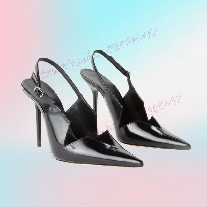 

Black Hollow Out Slingback Pumps Cut Heels Pointed Toe Shoes for Women Stilettos High Heels Sexy Shoes 2024 Zapatos Para Mujere