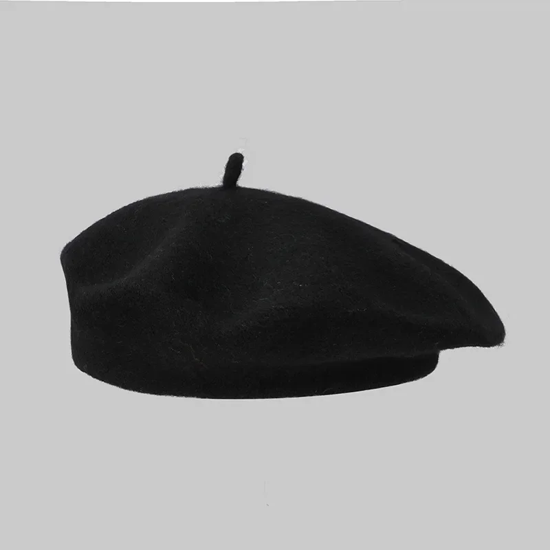 

Vintage Winter Warm Wool Plain Beret for Women's Girls Artist Fashion Casual Black Red Beanie Hat Caps Boinas Para Mujer 모자