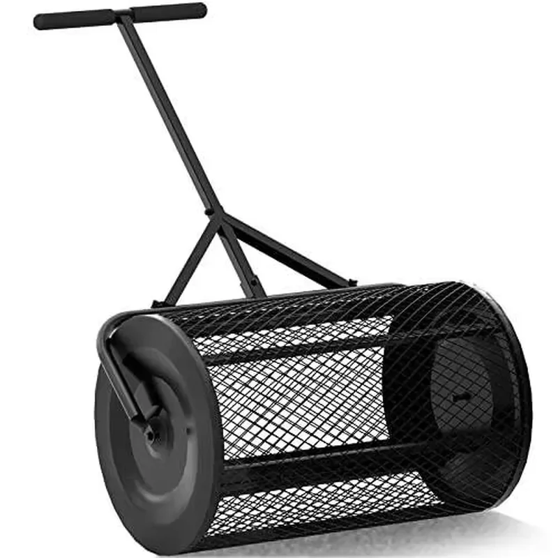 24 Inch Lawn Compost Spreader Garden Fertilizer Broadcast Seeder Aerator for Sowing Quality Organic Compost Distribution Tool