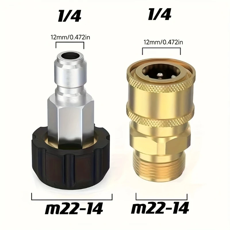 

Набор адаптеров для мойки высокого давления M22 на 1/4 дюйма Набор от 14 мм до 1/4 дюйма — высококачественные латунные и стальные адаптеры для садовых инструментов