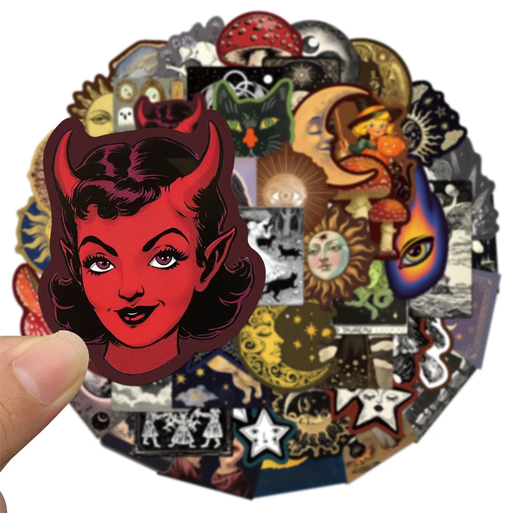 

10/30/50pcs Gothic Vintage Witch Moon Graffiti Stickers Cartoon Waterproof Decals for Motorcycle Luggage Guitar Cool Sticker Toy