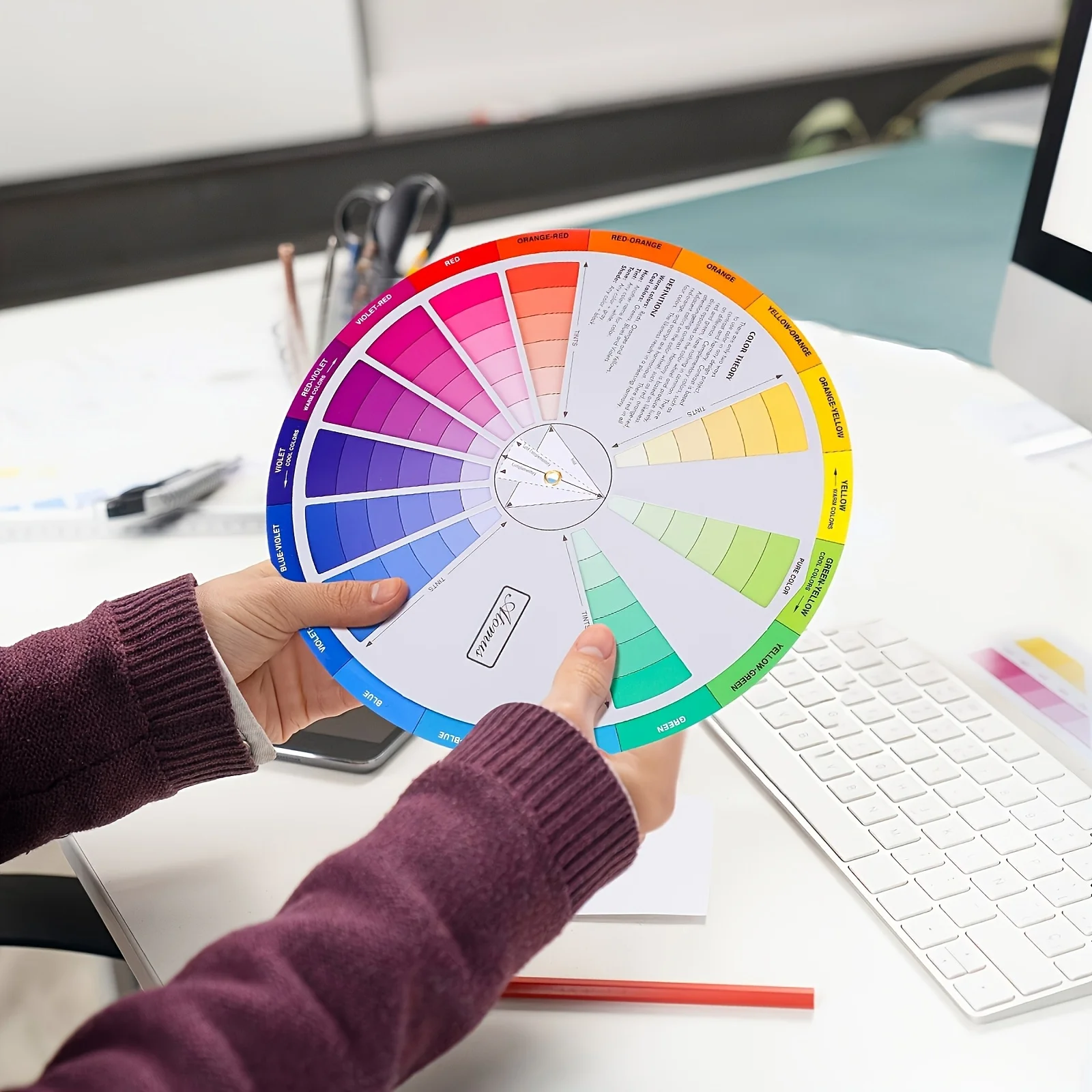 1pc International Standard Color Gradient Wheel,Creative Color Wheel and Mixing Chart -Art Teaching Tool with Color Theory Guide