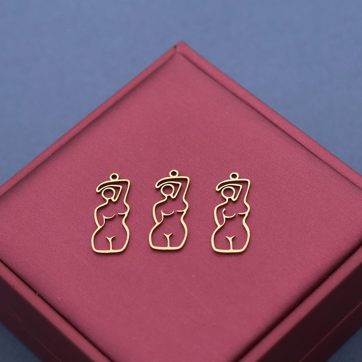 3pcs Abstract Woman Body Charms Stainless Steel Hollow Line Art Female Silhouette Pendant for Jewelry Making Earrings Necklace