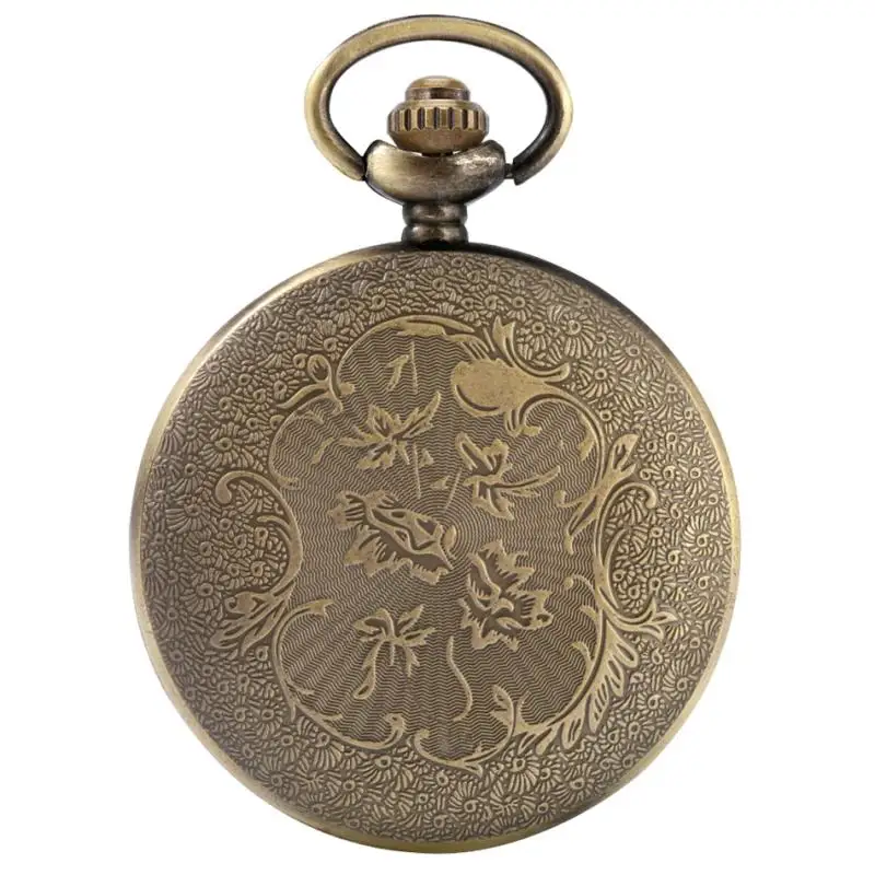 Novedoso reloj de bolsillo de cuarzo con diseño de esfera de números romanos de cristal transparente, cadena colgante de collar de Bronce, los mejores regalos para hombres y mujeres