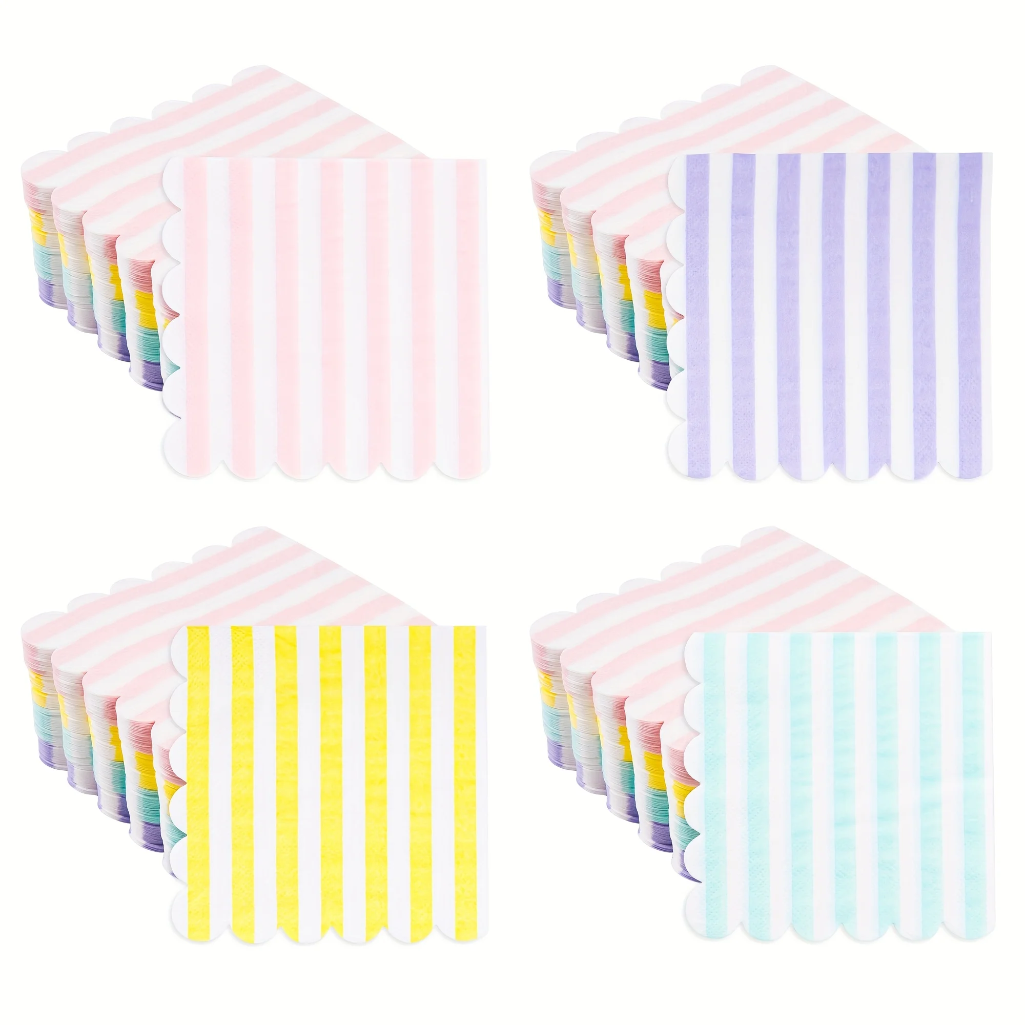 Stripe Napkins Cocktail Napkins with Scalloped Edges Dinner Napkins Disposable Thick Paper for Wedding Dinner Birthday Party