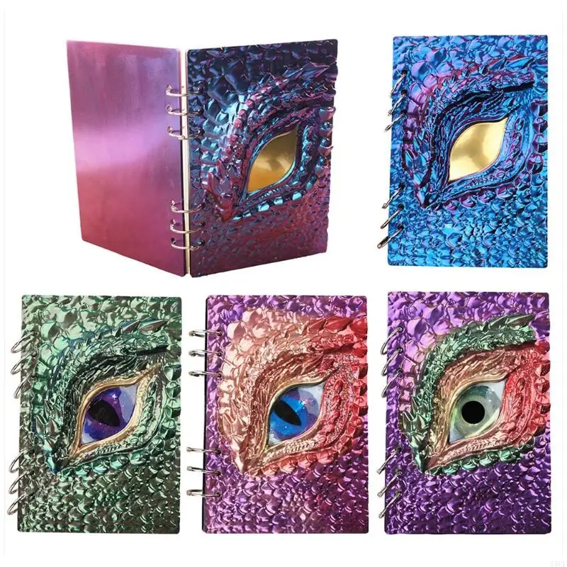 T5UF Dragon Eye Notebook Cover Epoxy Resin Casting Mold DIY Silicone Book for Shell Mirror Leather for Case Mould Rings Refil