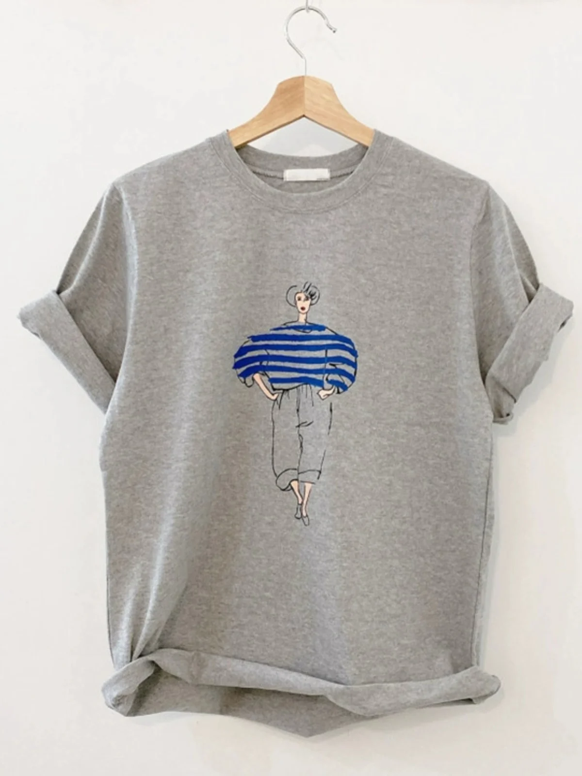 Heavyweight Pure Cotton Short Sleeve Women's T-shirt Summer 2026 Loose Design Unique Character Versatile Body Trendy Top