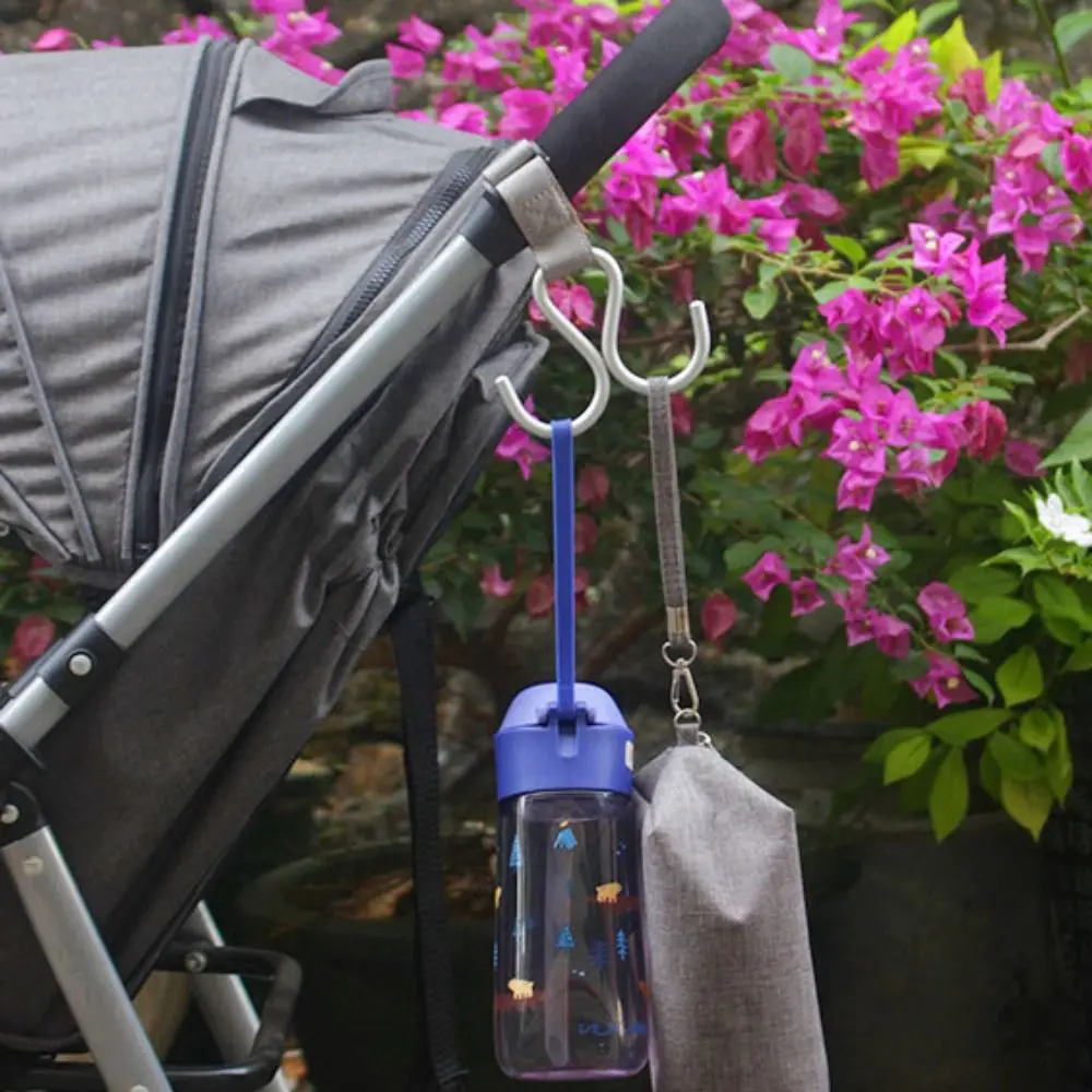 Cartoon S Shape Baby Stroller Hooks Double Hook PU Hanging Hook Cart Organizer Solid Color Stroller Accessories Baby