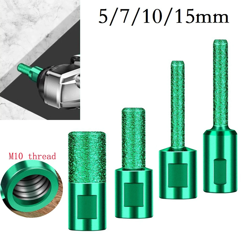 

1pc M10 Thread Vaccum Brazed Straight Router Bit Milling Cutter 5/7/10/15mm For Wood Metal Tile Marble Stone Cutting Shaped