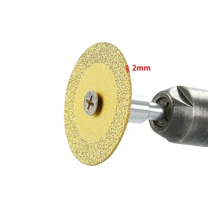 40mm Mini Diamond Brazed Cutting Disc Small Circular Saw Blade Grinding Wheel Rotary Abrasive Disc Dremel Tool with Connect Rod