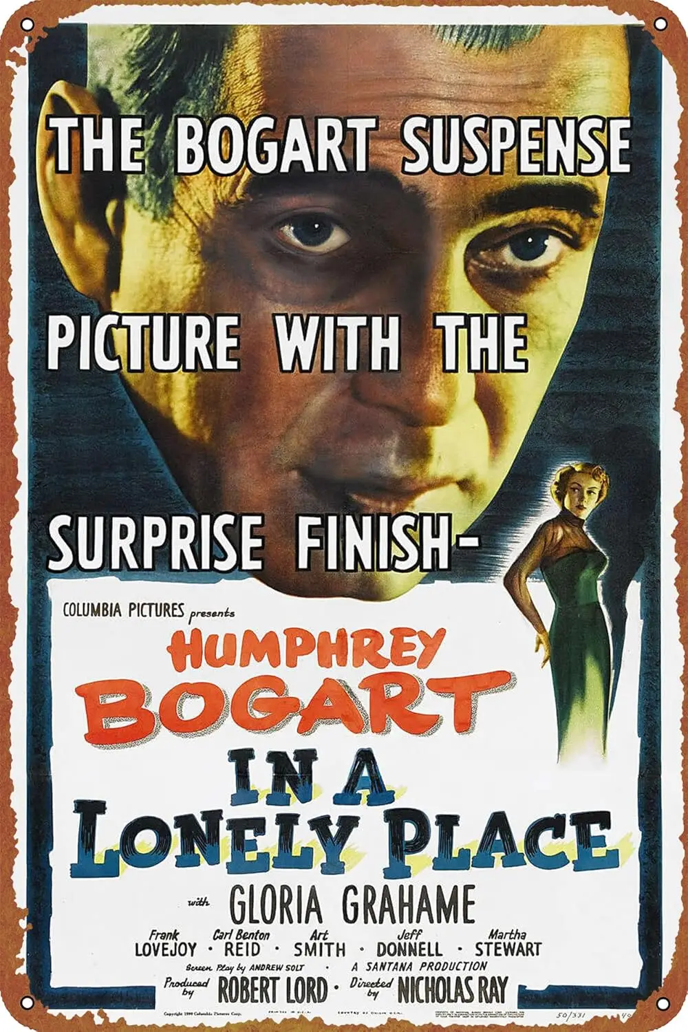 In a Lonely Place Metal Tin Sign Garage Sign Wall Decoration Old Car Shop Movie Poster Oil Station Sign 8 × 12 inches sign