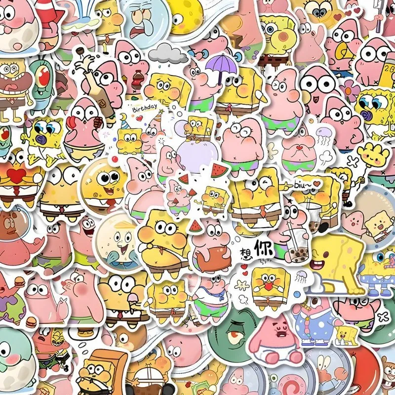 Kawaii 100 شعبية سبونجبوب سكوير ملصقات الكرتون لطيف فتاة القلب حساب اليد المواد DIY بها بنفسك الكمبيوتر المحمول الغيتار