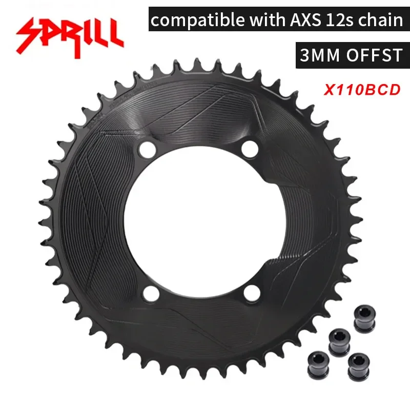 PASS QUEST SPRILL X110BCD AXS 3mm offset (4-bolt AERO) Round Narrow Wide Chainring Bicycle Accessories