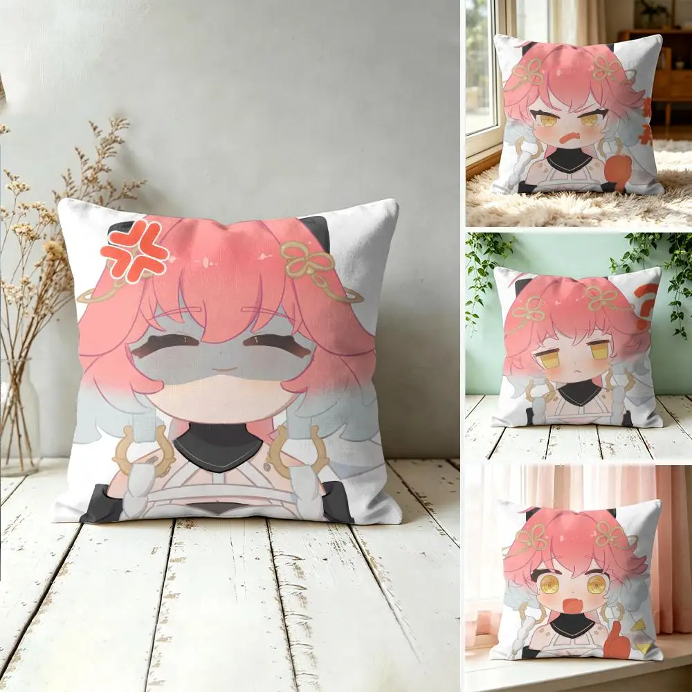 Changli Cute Wuthering Waves Cushion Cover Square Short Plush Pillow Case Living Room Sofa Home Decor Funda 40X40