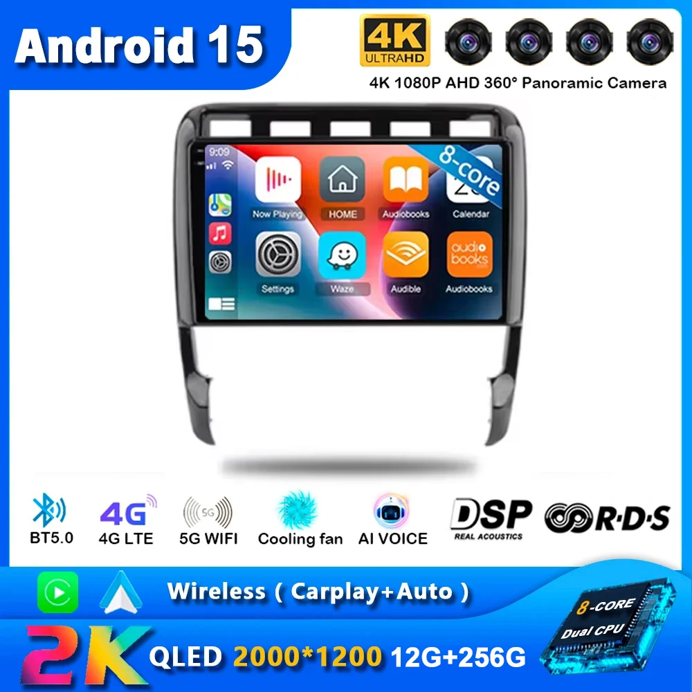 Android 15 Car Radio For Porsche Cayenne I 1 9PA 2002 2003 2004 -2010 Navigation GPS Multimedia Video Player Stereo WIFI+4G DSP