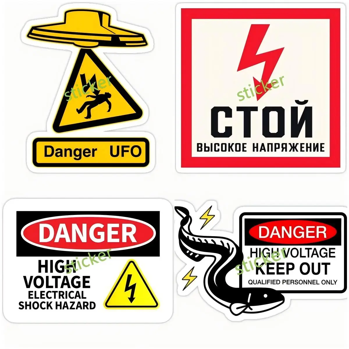 

Danger Electric Warning Anime Decal Jdm Car Travels High Speeds Skirt Fly Vinyl Stickers