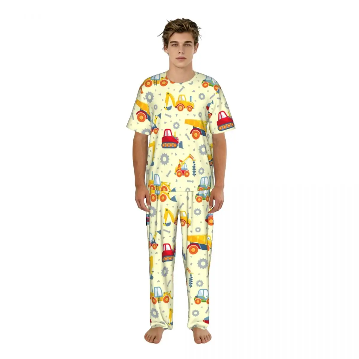 

Мужские повседневные пижамные комплекты: футболка с коротким рукавом и брюки, домашняя одежда с принтом грузовика/трактора