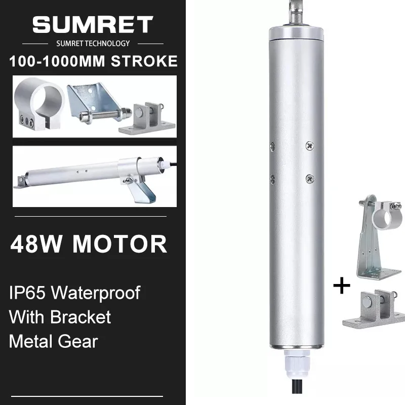 

100~1000mm Stroke Electric Linear Actuator Kit With Bracket 433MHz DC Motor 24V 1000N 8MMS 100KG IP65 Waterproof Reciprocating