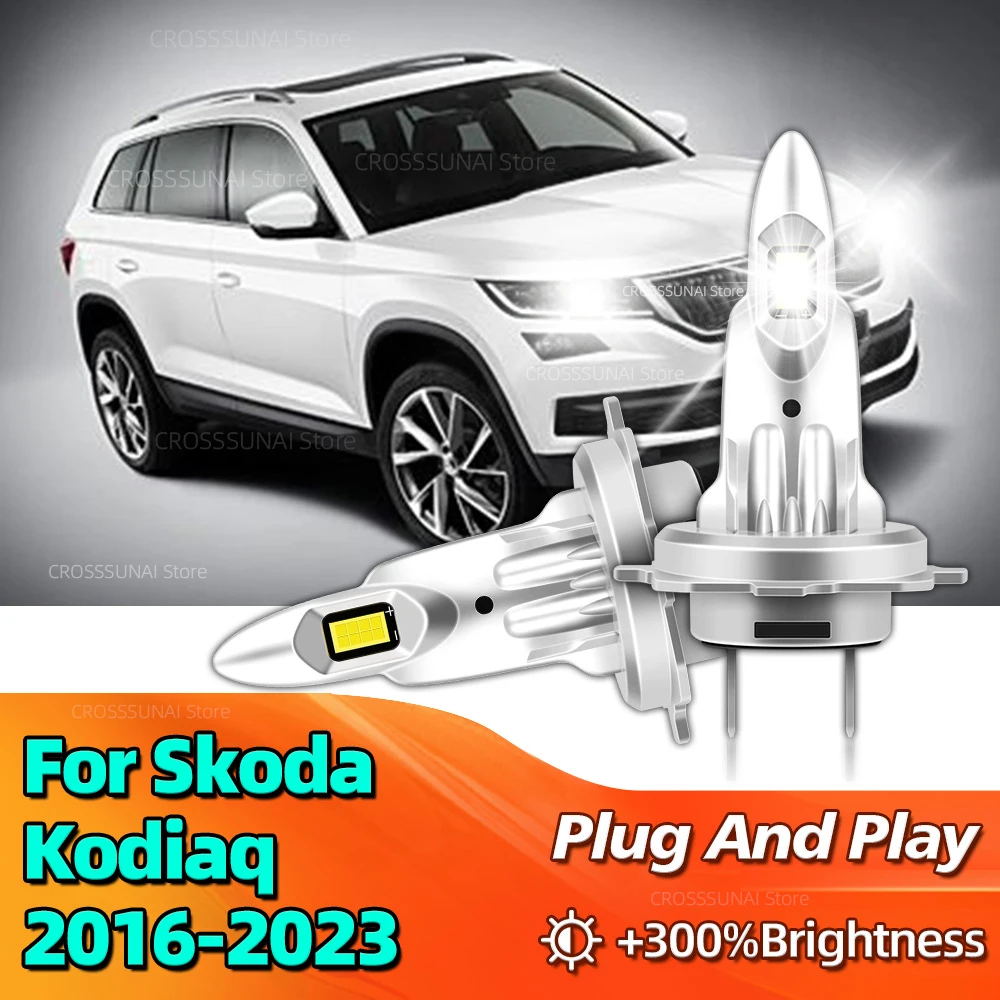 

2 шт., мощная лампа для автомобильных фар, 2016 лм, H7, Canbus, для Skoda Kodiaq 2017, 2018, 2019, 2020, 2021, 2022, 2023,