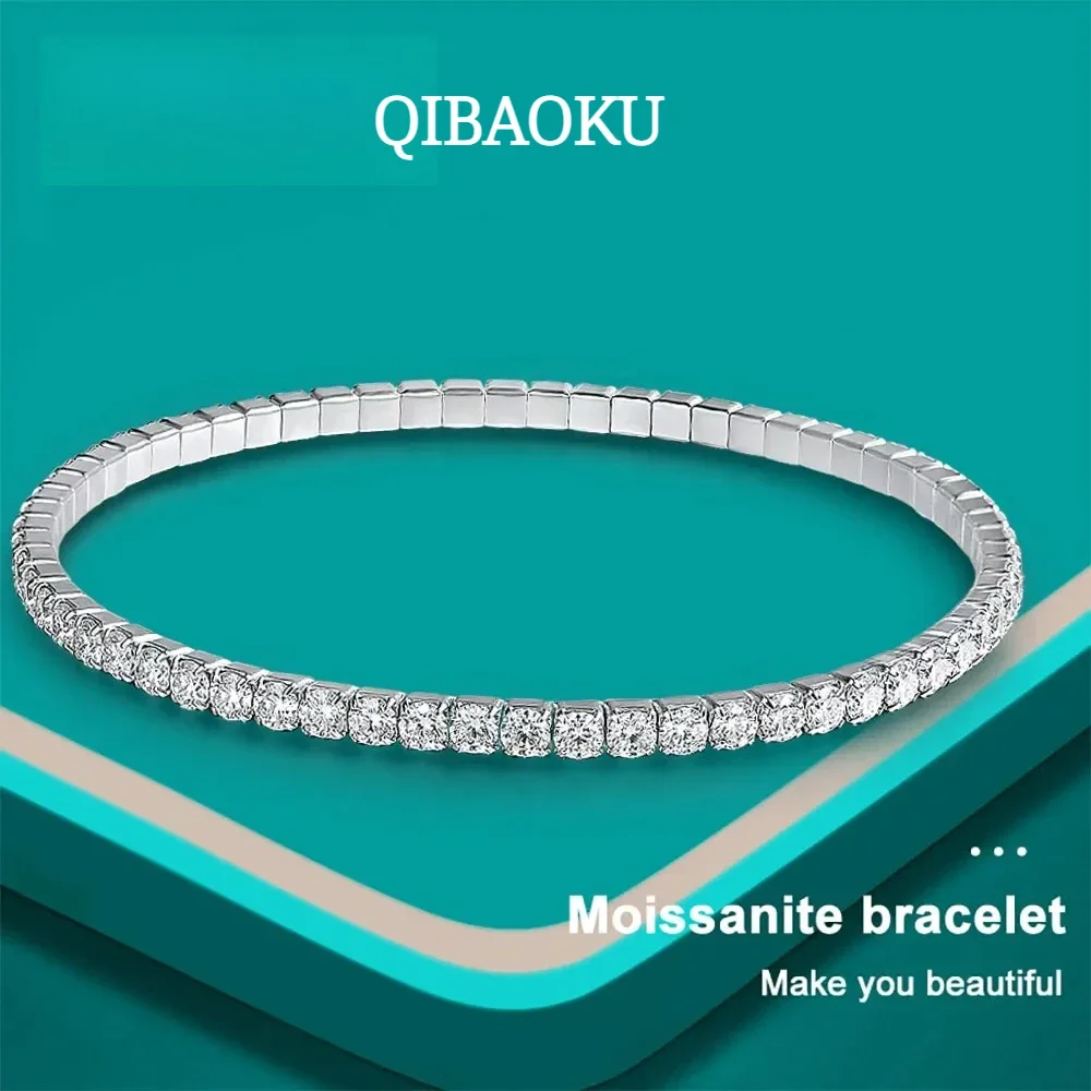 FCGJHW 3.84-6.4ct Moissanite Tennis Bracelet 2.5mm/3mm s925 Sterling Silver Elastic Tennis Bracelets for Women Men 2026