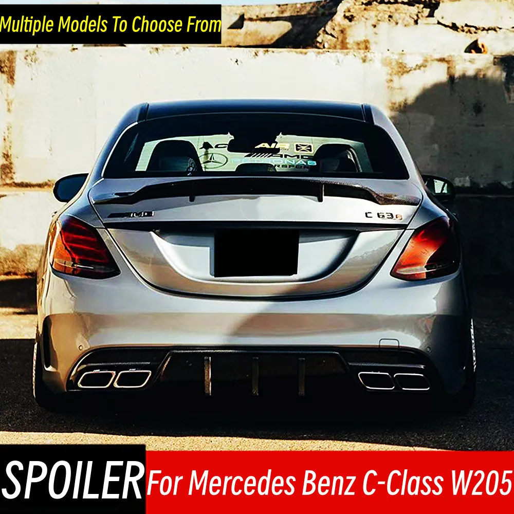 

For 2014-2021 Benz C-Class W205 C180 C200 C250 C300 C450 C43 C63 Carbon Fibe Rear Trunk Lid Lip Spoiler Wings Car Accessories