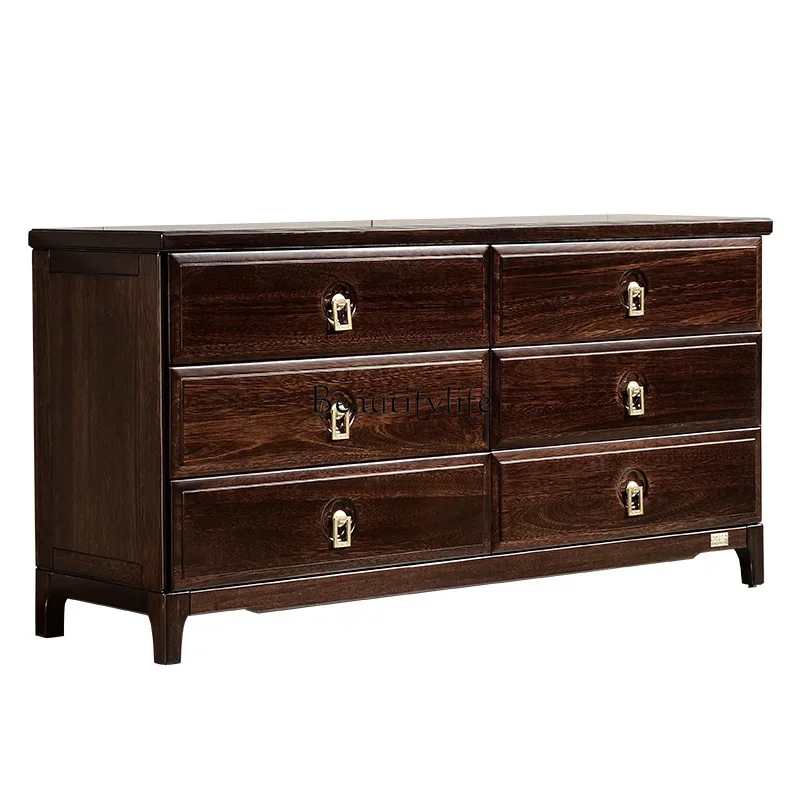 

FG44New Chinese-style four-five-six chest cabinet storage Zen ebony solid wood bedfront cabinet