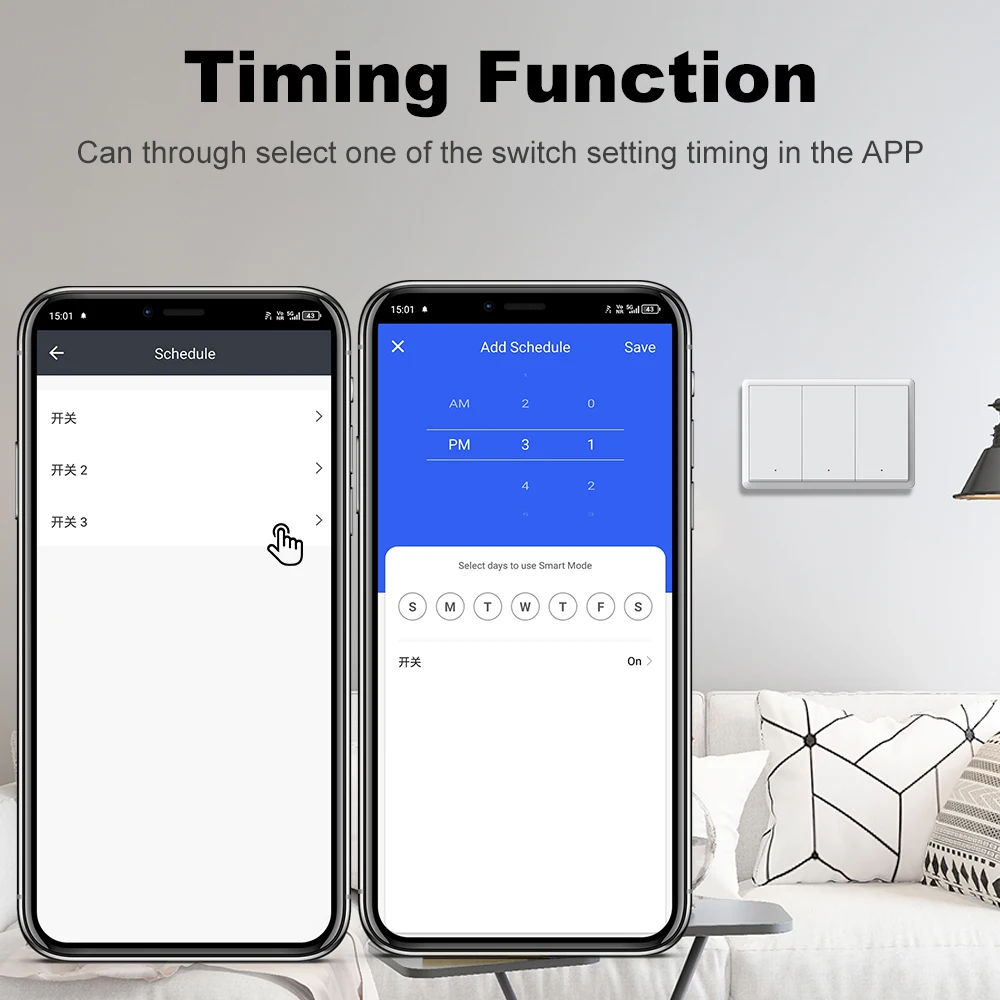 MANHOT Zigbee Smart Wall Light Switch 1/2/3/4 Gang Neutral/No Neutral Wire Push Button App Control Smart Life Alexa Google Home view 5
