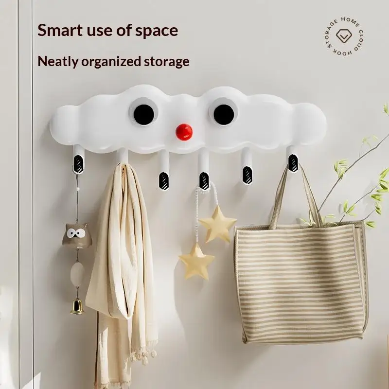 Cute Cloud-Shaped Over-the-Door Clothes Hanger Multipurpose Wall-Mounted Hook For Bathroom And Kitchen Non-Punching Door Back