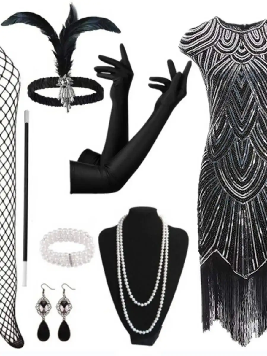 Retro Pailletten Svel Dr 920s Gatsby Quaste Rock Abendkleid Set Damen Faion Retro Sle Par Dr