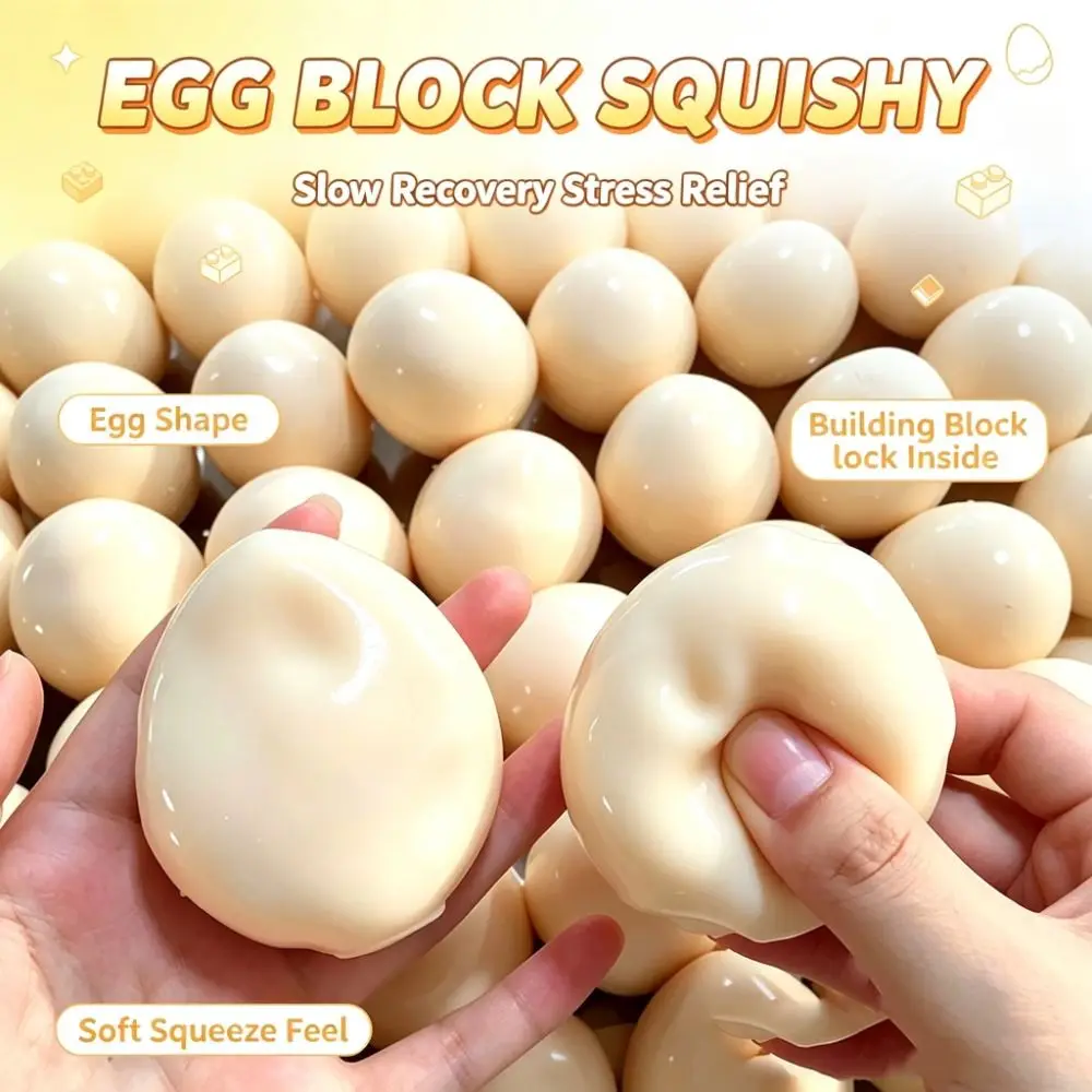 Crunchy Crunchy Egg Squishy Toy Soft Moldable Handmade Egg Squeezing Toy Building Blocks Kneading Sensory Fidget Toy