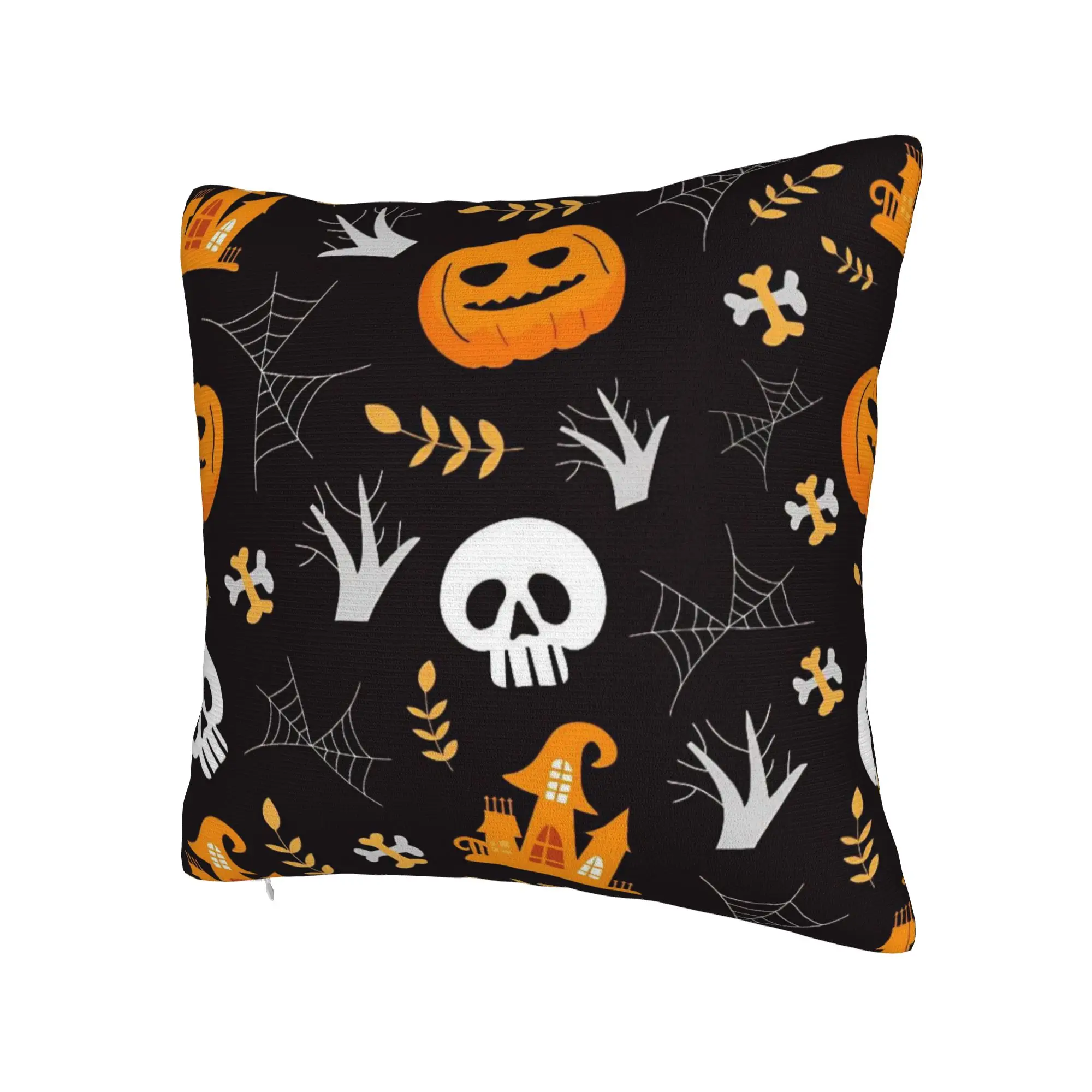 Decorative Pillowcase Halloween Ghost Pumpkin Spooky Trick Or Treat Witch Living Room Throw Pillow Case Cover Square Style