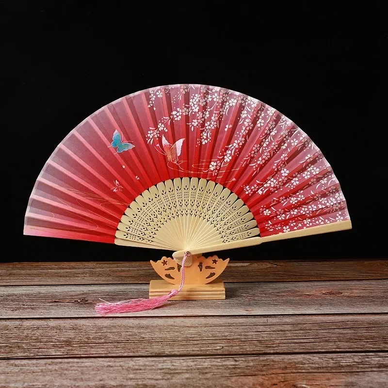 

Vintage Style Silk Folding Fan Chinese Japanese Pattern Art Craft Gift Home Decoration Ornaments Dance Hand Fan