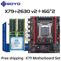 SOYO X79 Game Motherboard Set LGA 2011 with E5 2630 V2 CPU 32G【16G*2】DDR3 ECC RAM Memory M.2 NAME Computer components Mainboard