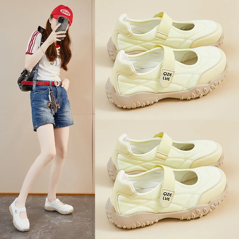 شبكة تنفس أحذية نسائية الانزلاق على الانزلاق على أحذية المرأة لينة وحيد خفيفة الوزن حذاء العمل مشبك حزام أحذية رياضية الضحلة